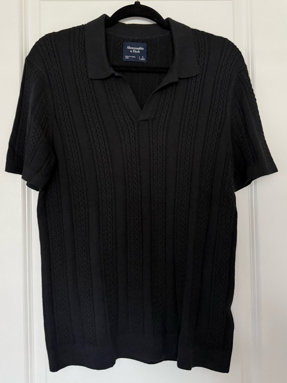 Abercrombie & Fitch Black Textured Polo Shirt
